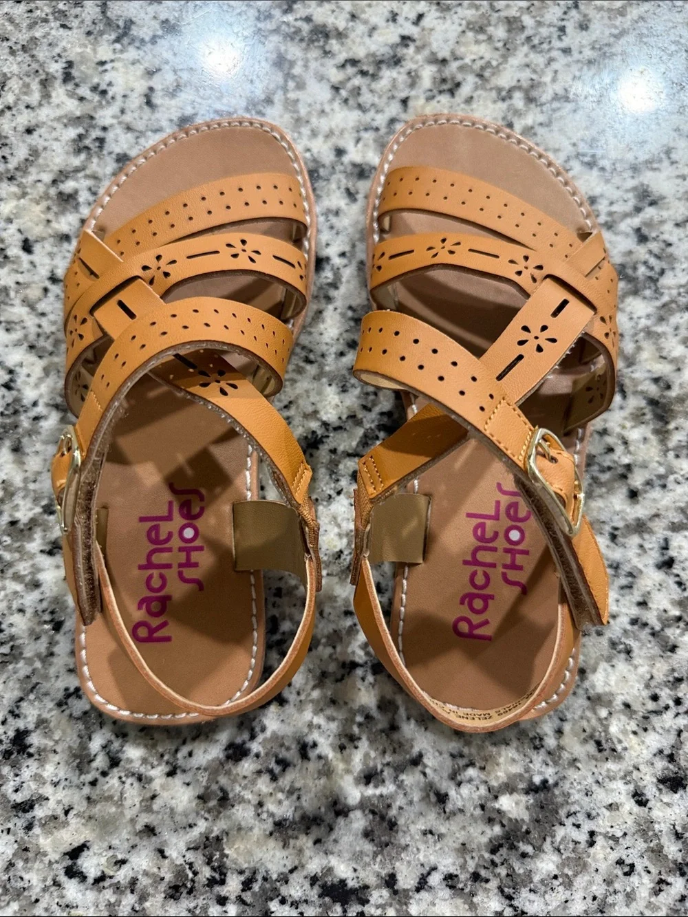 Rachel Shoes Tan Strappy Kids Sandals with Buckle